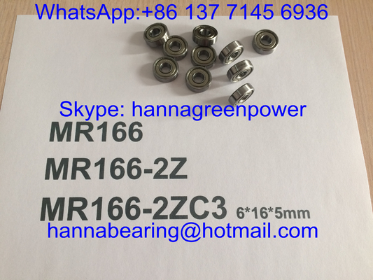 MR166ZZ / MR166-2ZC3 / MR166Z Rodamientos de bolas de ranura profunda con escudos metálicos, 6 * 16 * 5mm